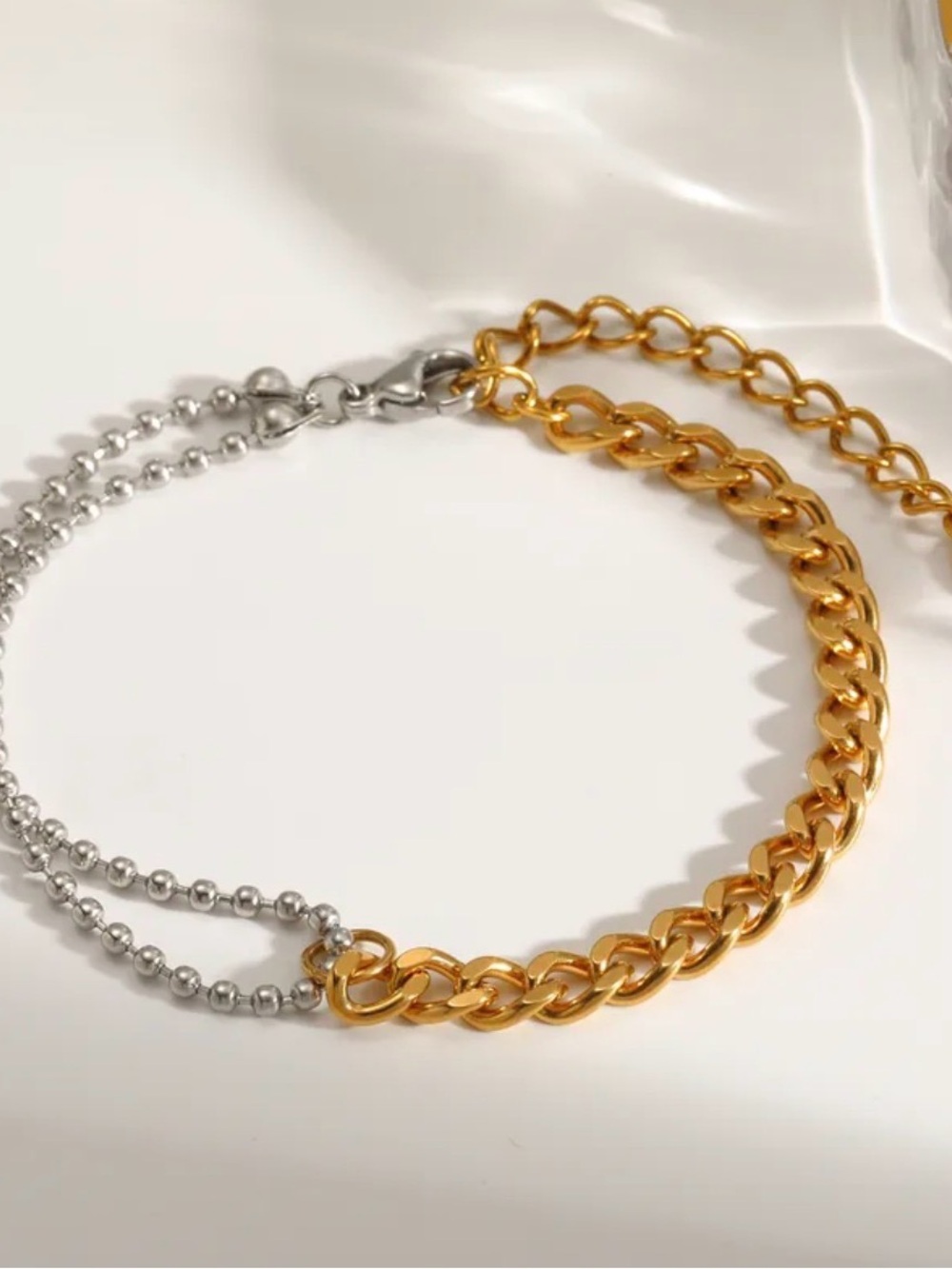 Gold or Two-Tone Chain Link Bracelet | PVD Gold Coated Stainless Steel - Picture 3 of 5